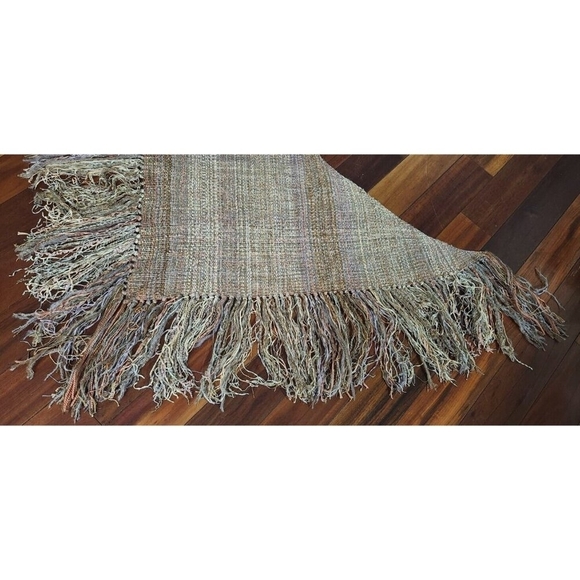 Vintage Mary Lynn OShea‎ Pink Gray Chenille Blend Woven Triangular Shawl Wrap - Picture 6 of 15